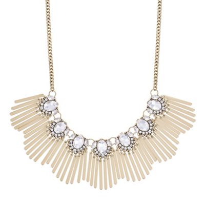 Designer gold crystal stick necklace